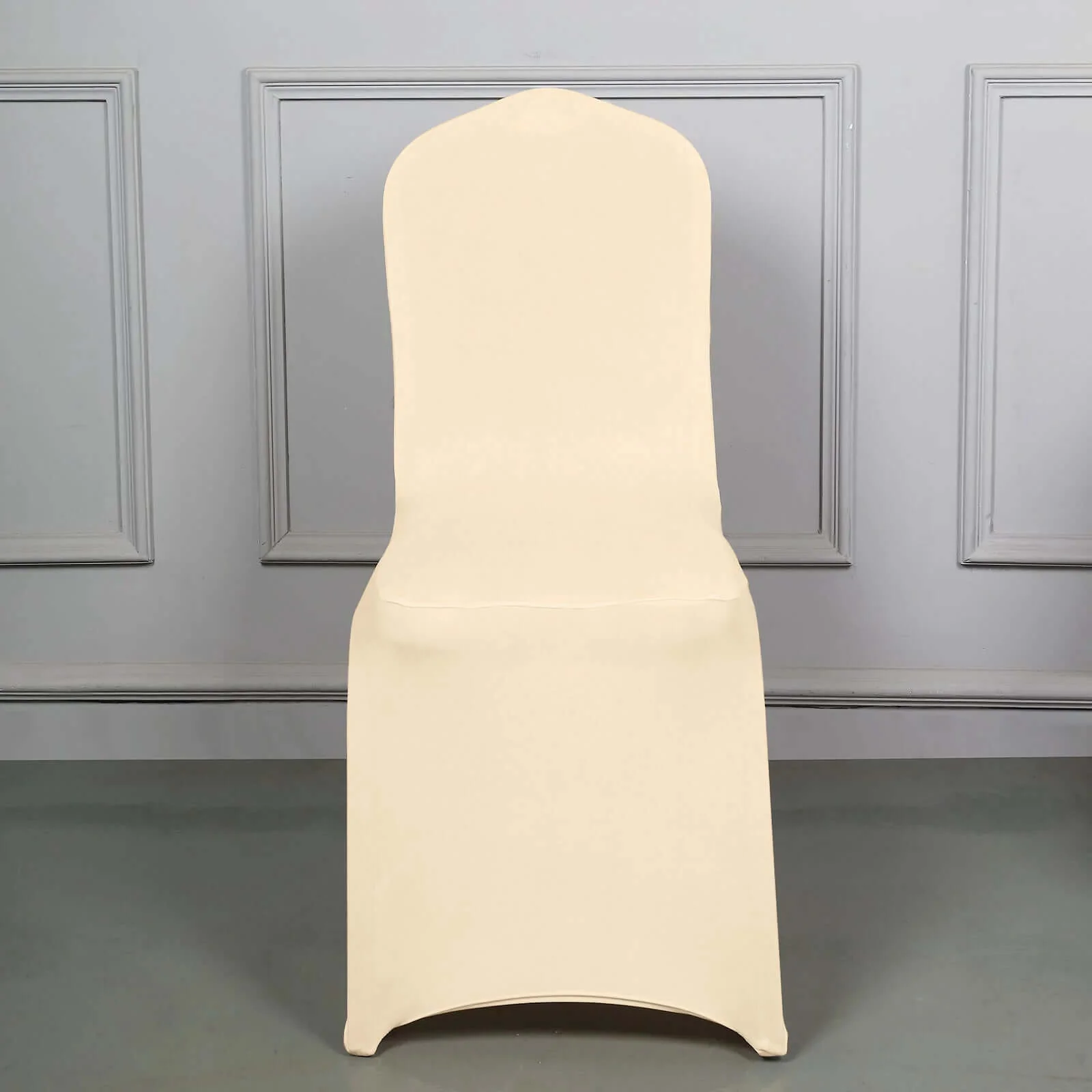 Spandex Stretch Fitted Banquet Chair Cover 160GSM Beige - Durable Slip-On Slipcover - Image 5