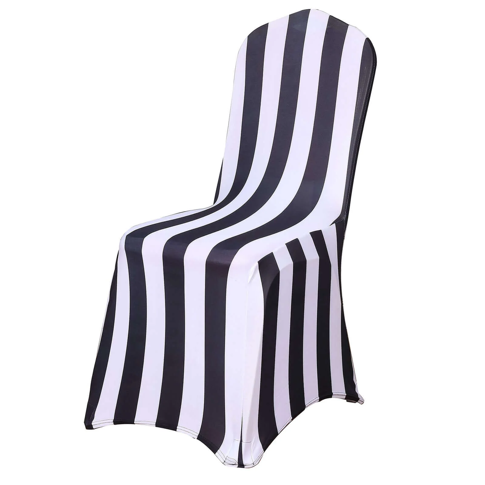 Spandex Stretch Fitted Banquet Chair Cover 160GSM Black/White 2" Stripes with Foot Pockets - Stylish Modern Slipcover for Events - Image 8