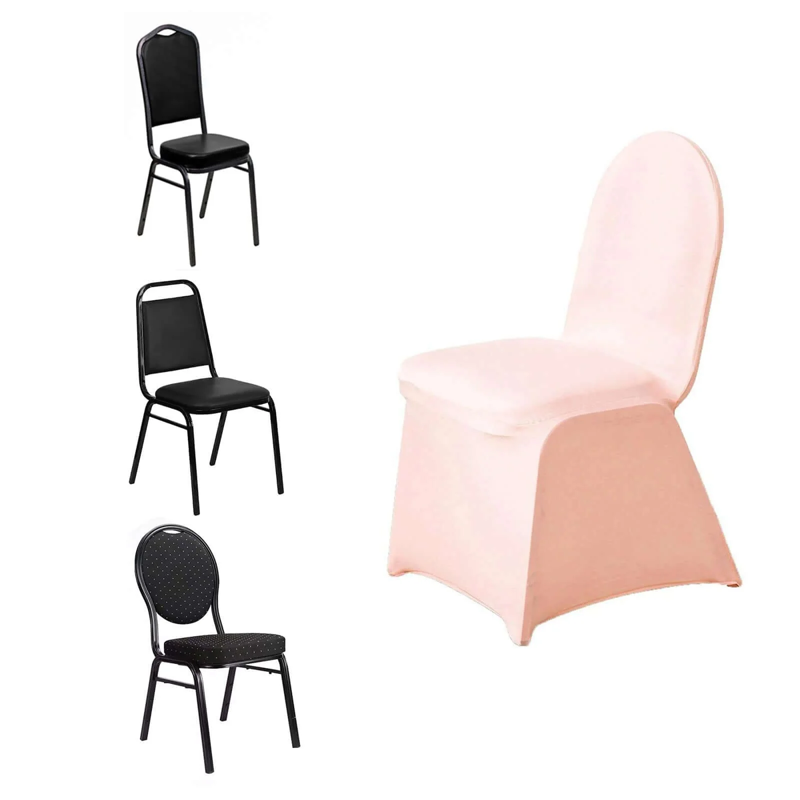 Spandex Stretch Fitted Banquet Chair Cover 160GSM Blush - Durable Slip-On Slipcover - Image 6