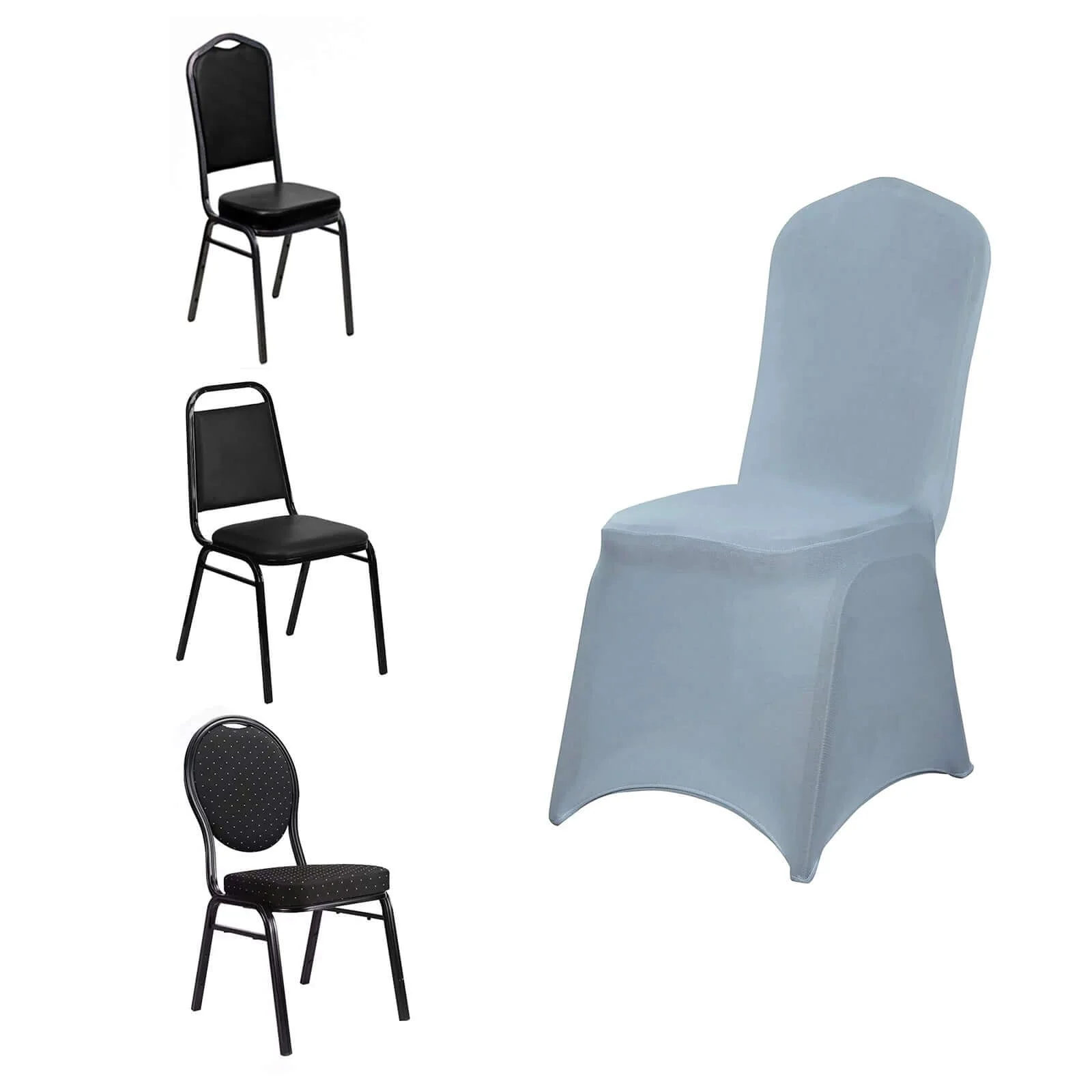Spandex Stretch Fitted Banquet Chair Cover 160GSM Dusty Blue - Durable Slip-On Slipcover - Image 6