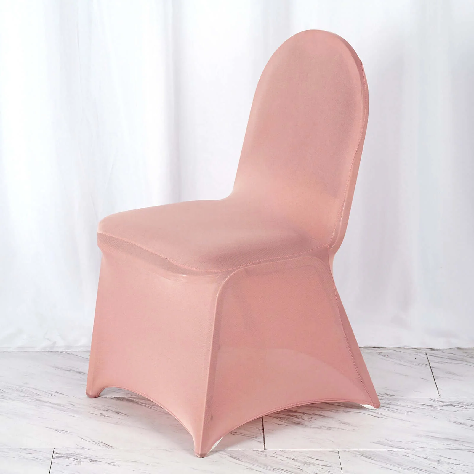 Spandex Stretch Fitted Banquet Chair Cover 160GSM Dusty Rose - Durable Slip-On Slipcover - Image 2