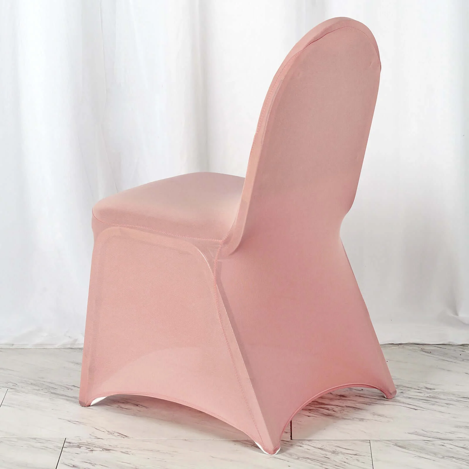 Spandex Stretch Fitted Banquet Chair Cover 160GSM Dusty Rose - Durable Slip-On Slipcover - Image 3