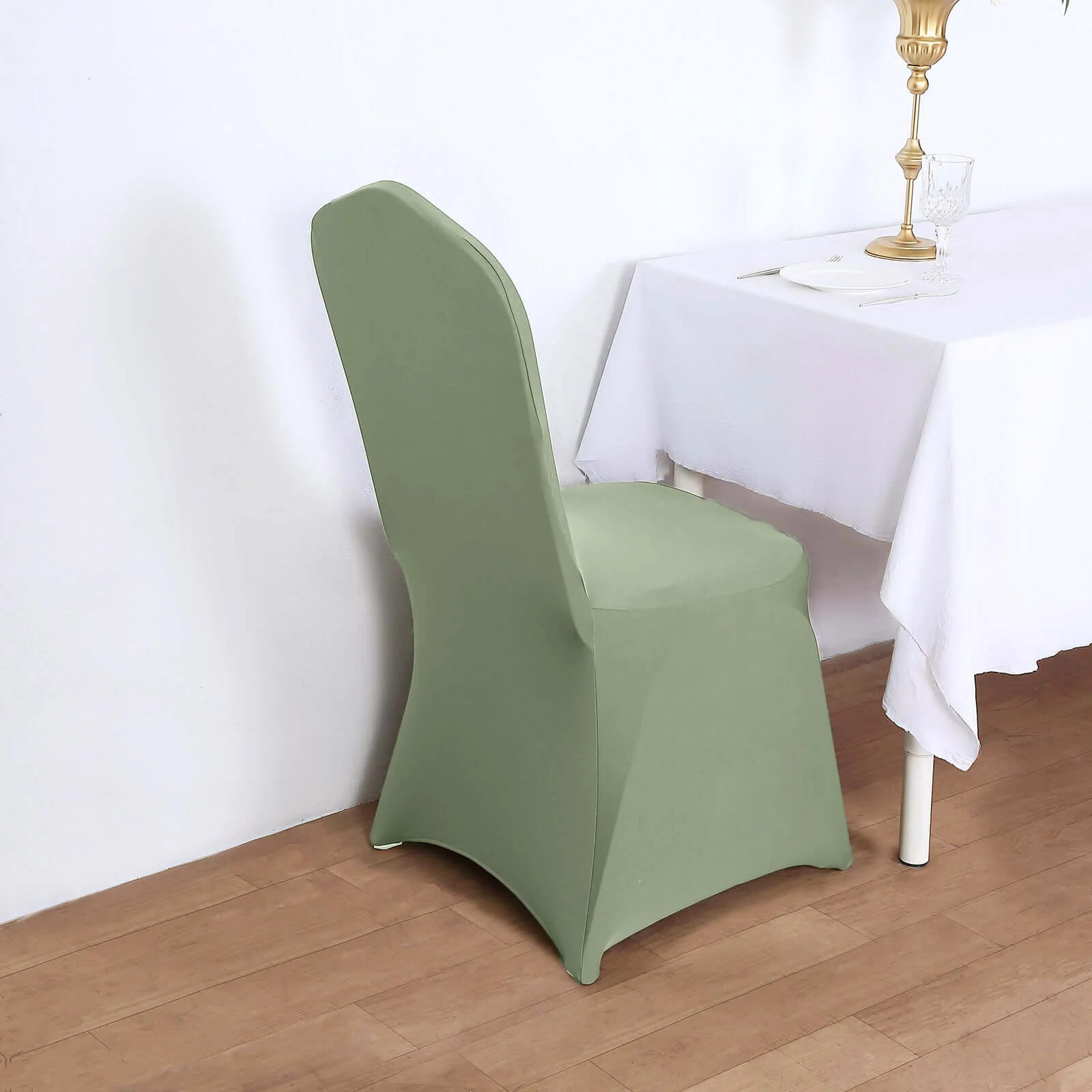 Spandex Stretch Fitted Banquet Chair Cover 160GSM Dusty Sage Green - Durable Slip-On Slipcover - Image 3