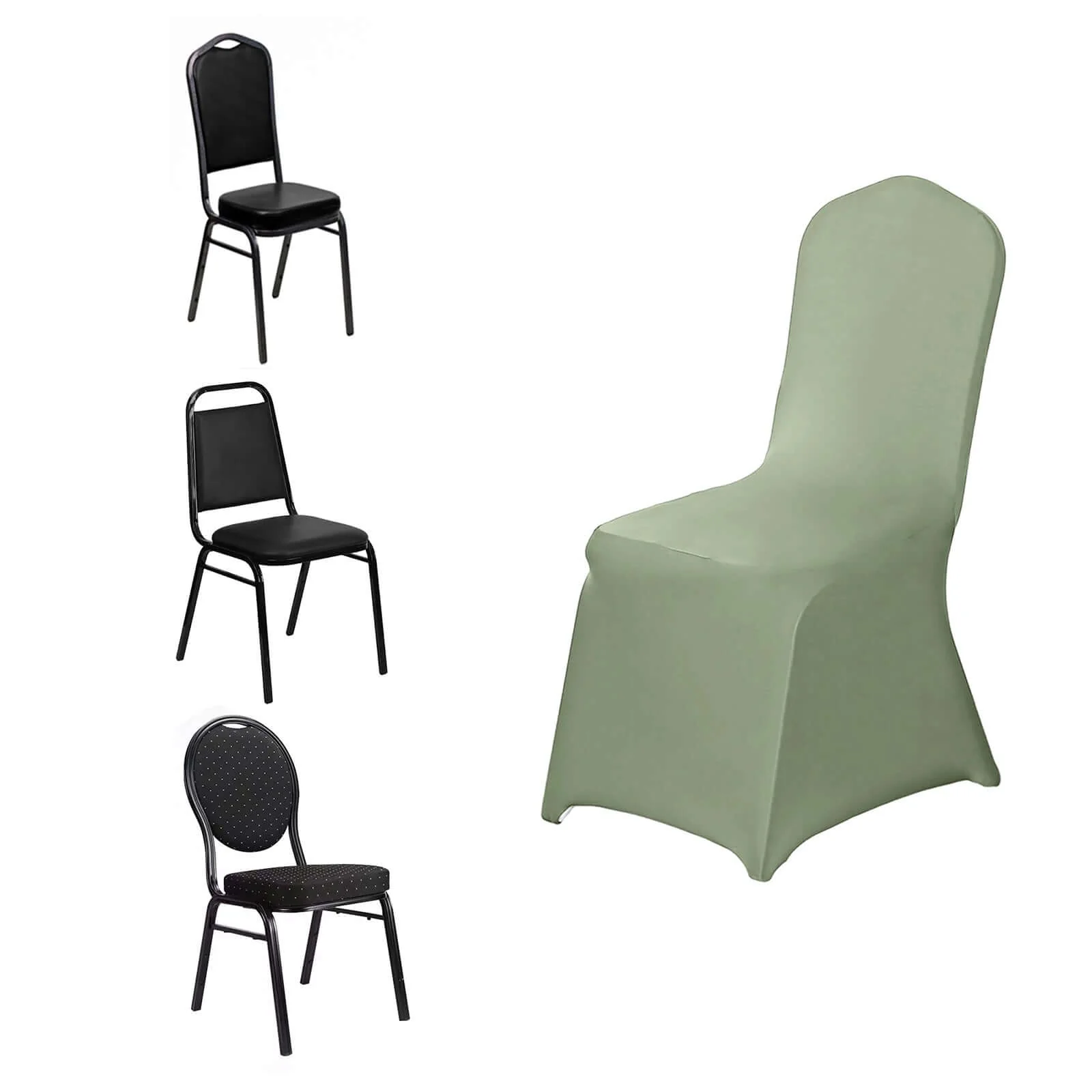 Spandex Stretch Fitted Banquet Chair Cover 160GSM Dusty Sage Green - Durable Slip-On Slipcover - Image 6