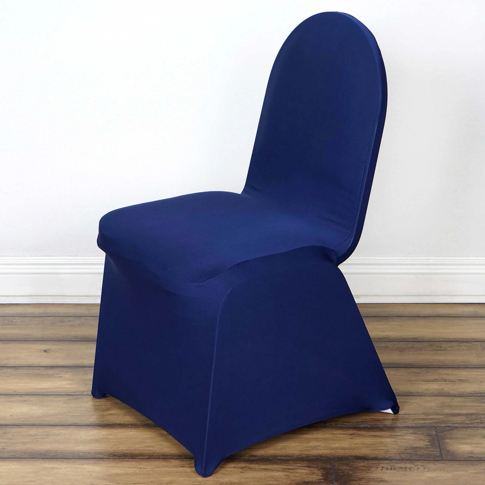 Spandex Stretch Fitted Banquet Chair Cover 160GSM Navy Blue - Durable Slip-On Slipcover - Image 2