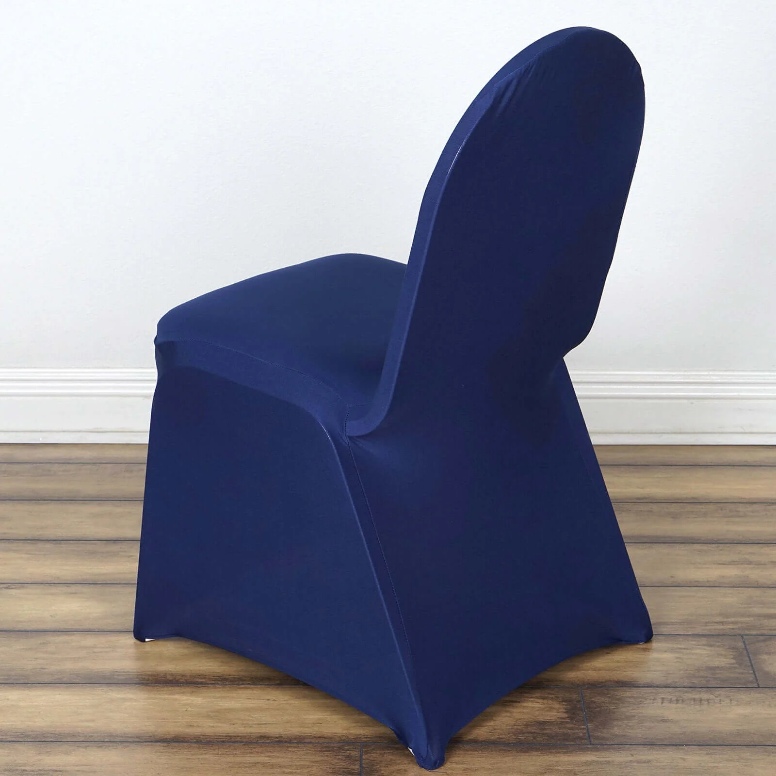 Spandex Stretch Fitted Banquet Chair Cover 160GSM Navy Blue - Durable Slip-On Slipcover - Image 3
