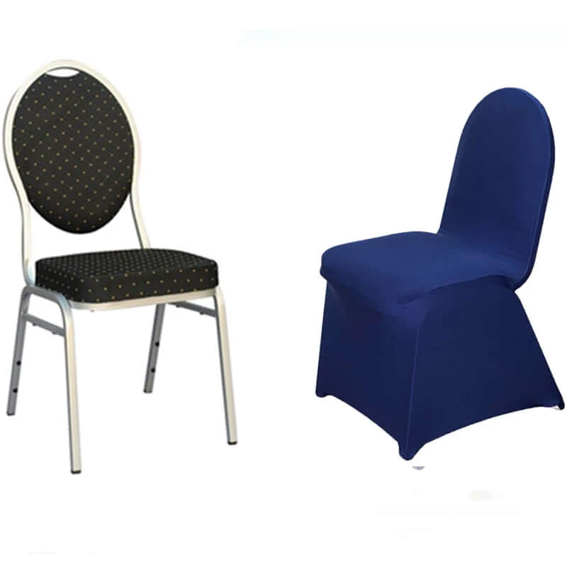 Spandex Stretch Fitted Banquet Chair Cover 160GSM Navy Blue - Durable Slip-On Slipcover - Image 8