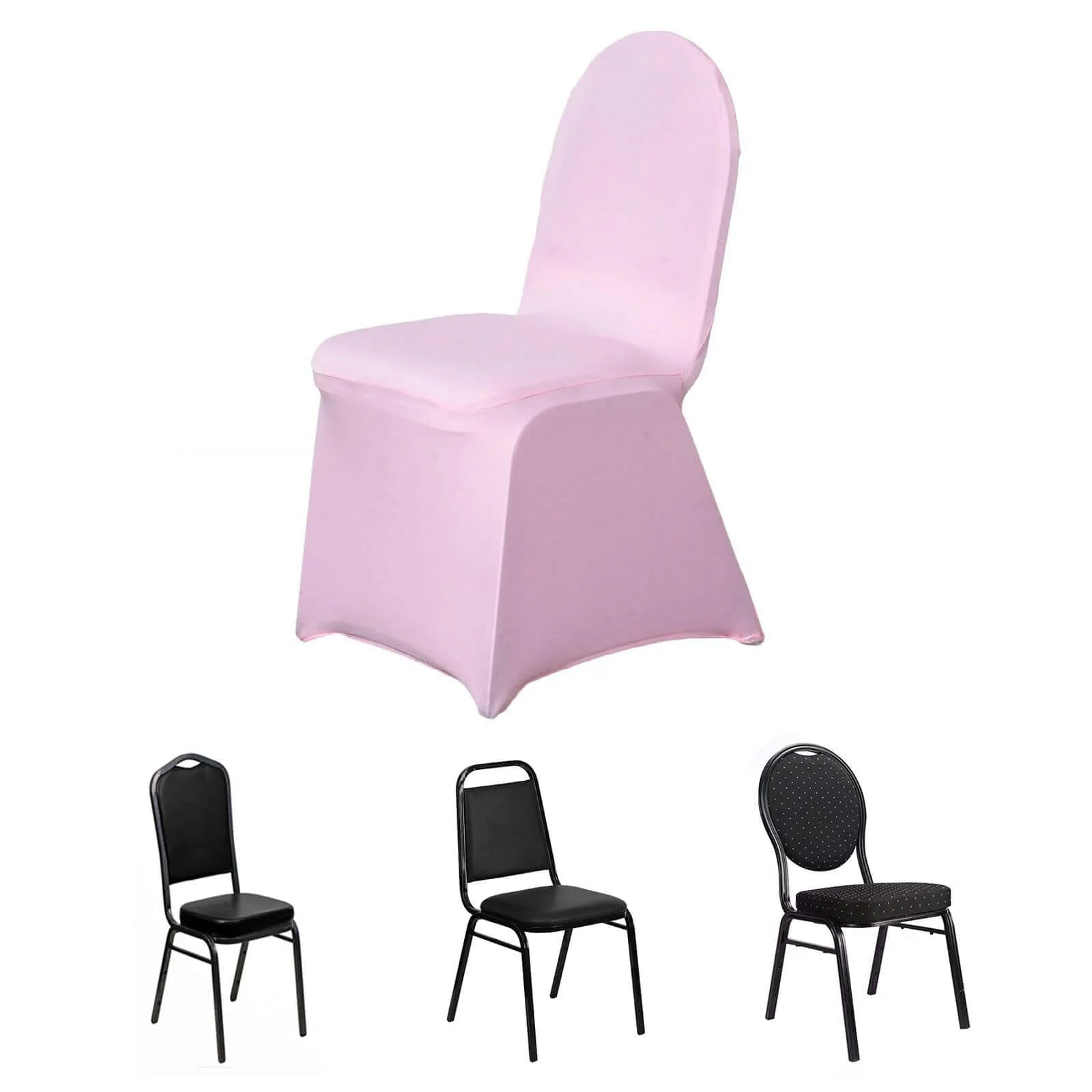 Spandex Stretch Fitted Banquet Chair Cover 160GSM Pink - Durable Slip-On Slipcover