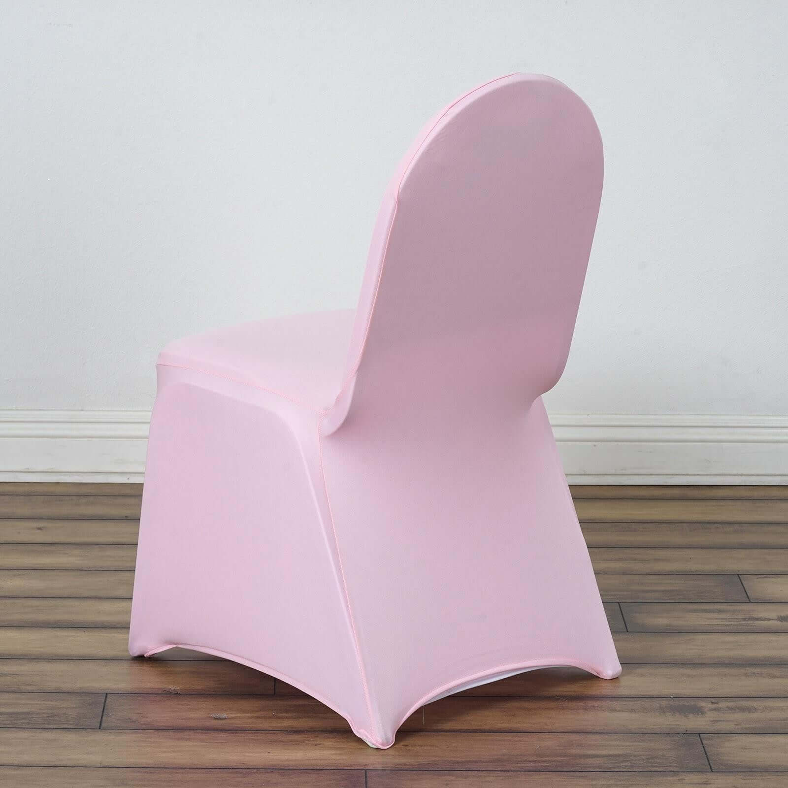 Spandex Stretch Fitted Banquet Chair Cover 160GSM Pink - Durable Slip-On Slipcover - Image 3