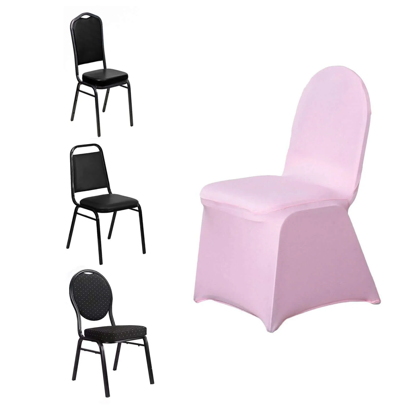 Spandex Stretch Fitted Banquet Chair Cover 160GSM Pink - Durable Slip-On Slipcover - Image 6