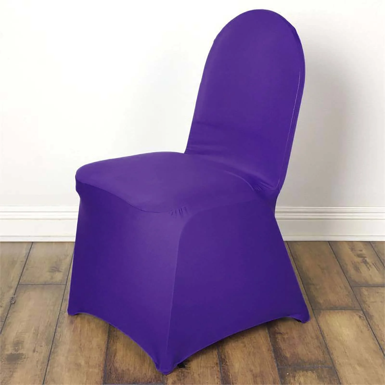 Spandex Stretch Fitted Banquet Chair Cover 160GSM Purple - Durable Slip-On Slipcover - Image 2