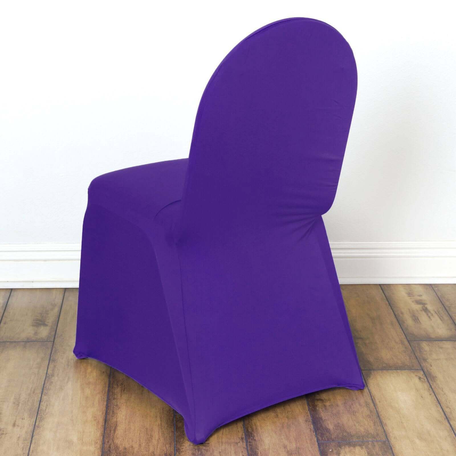 Spandex Stretch Fitted Banquet Chair Cover 160GSM Purple - Durable Slip-On Slipcover - Image 3