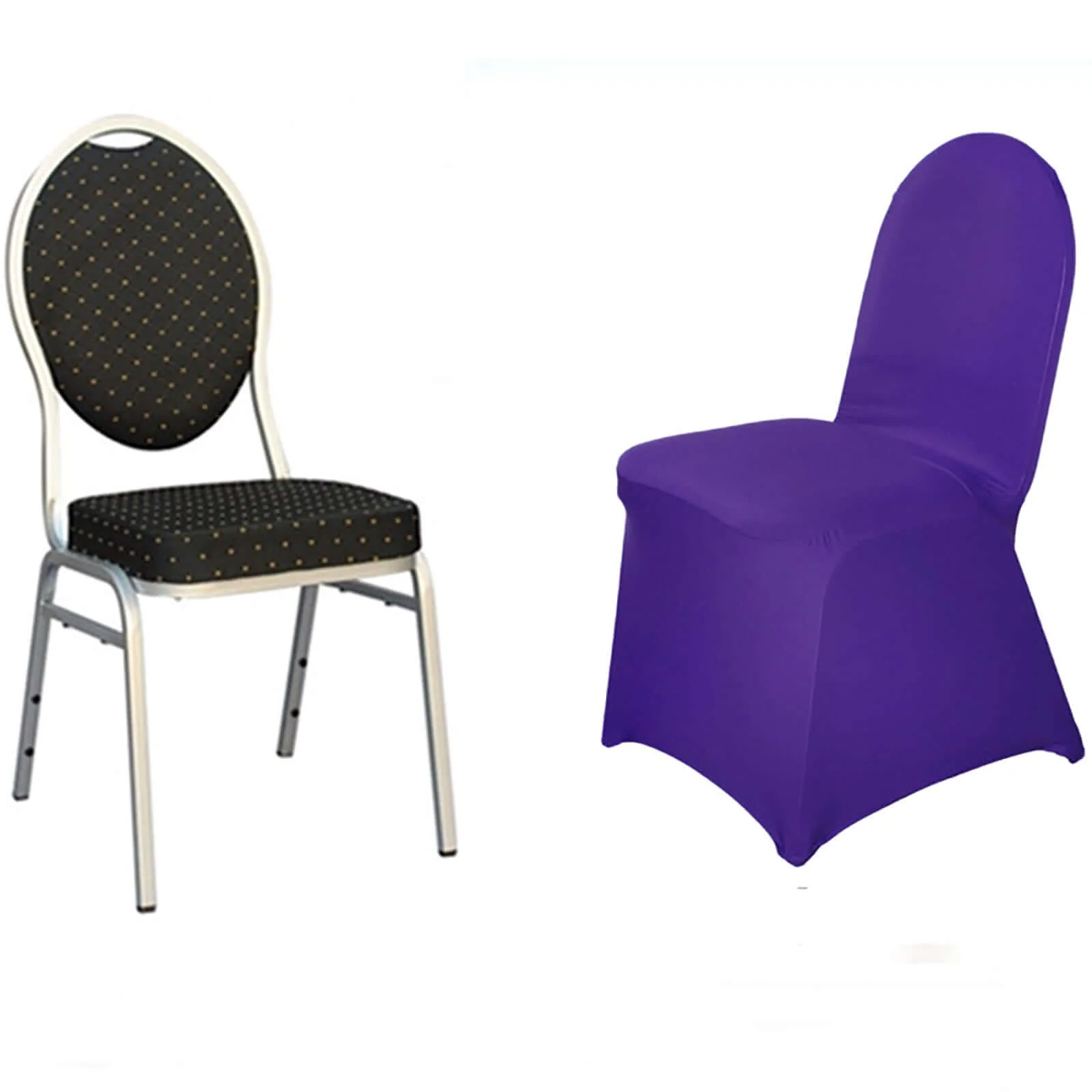 Spandex Stretch Fitted Banquet Chair Cover 160GSM Purple - Durable Slip-On Slipcover - Image 7