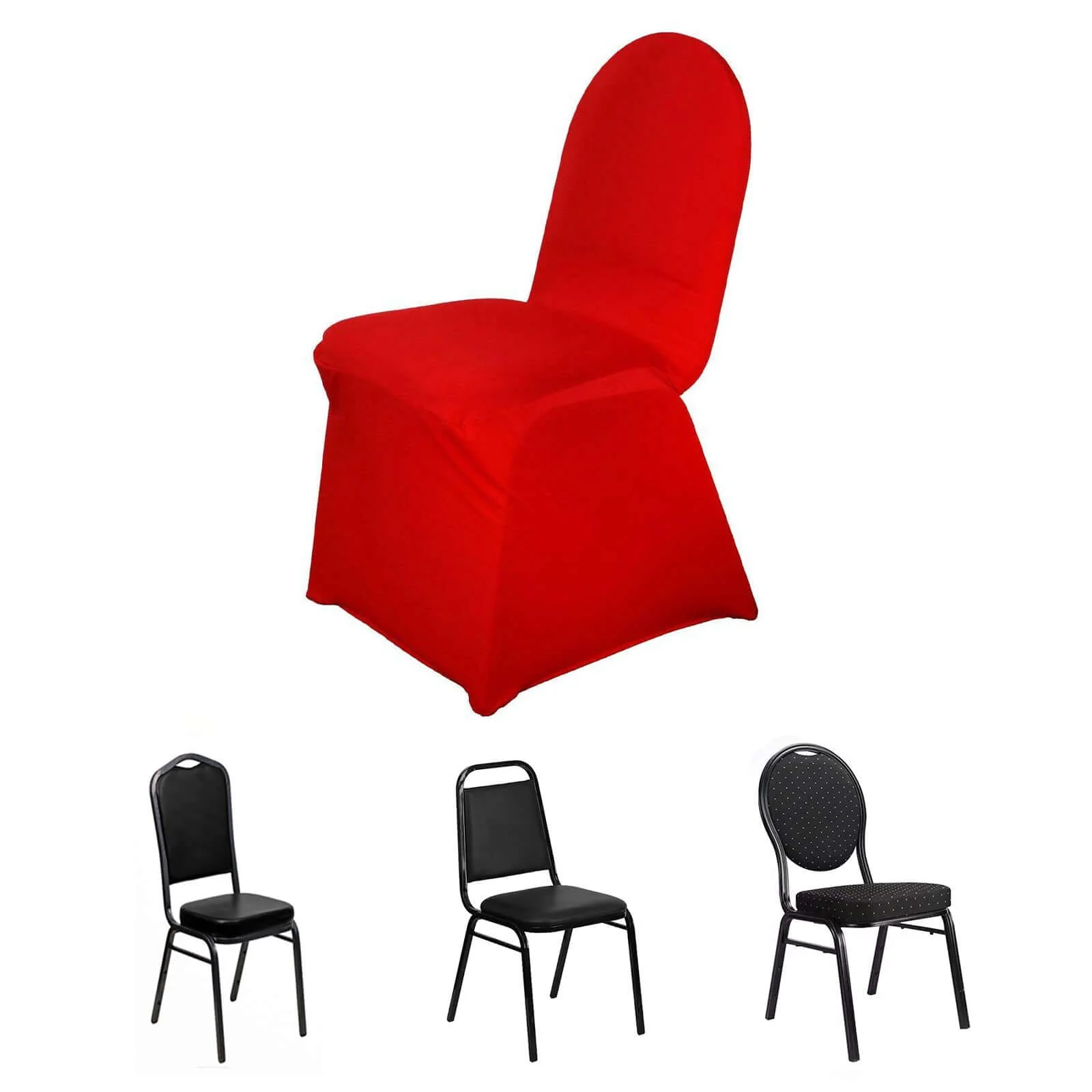 Spandex Stretch Fitted Banquet Chair Cover 160GSM Red - Durable Slip-On Slipcover