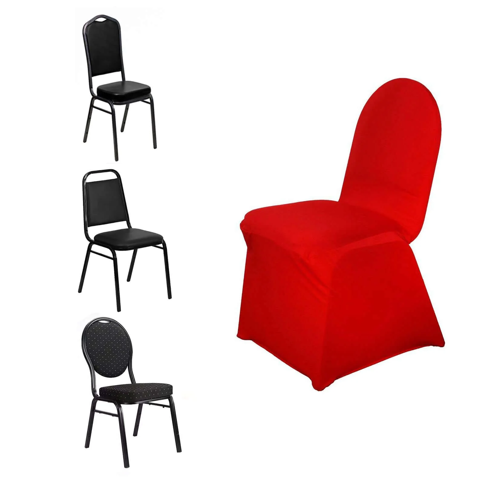 Spandex Stretch Fitted Banquet Chair Cover 160GSM Red - Durable Slip-On Slipcover - Image 6