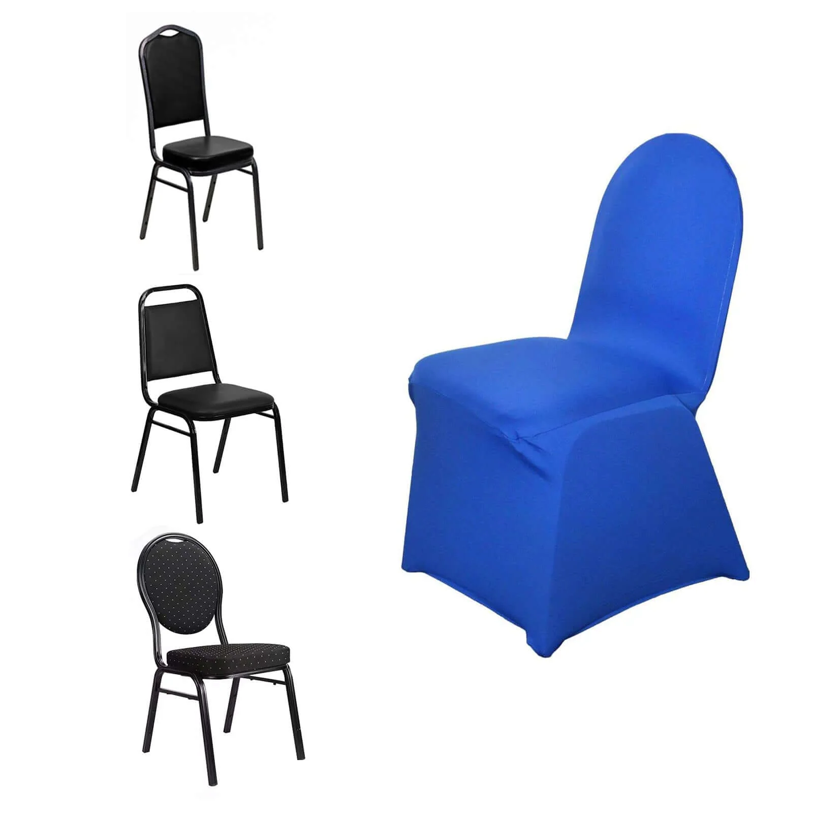 Spandex Stretch Fitted Banquet Chair Cover 160GSM Royal Blue - Durable Slip-On Slipcover - Image 6