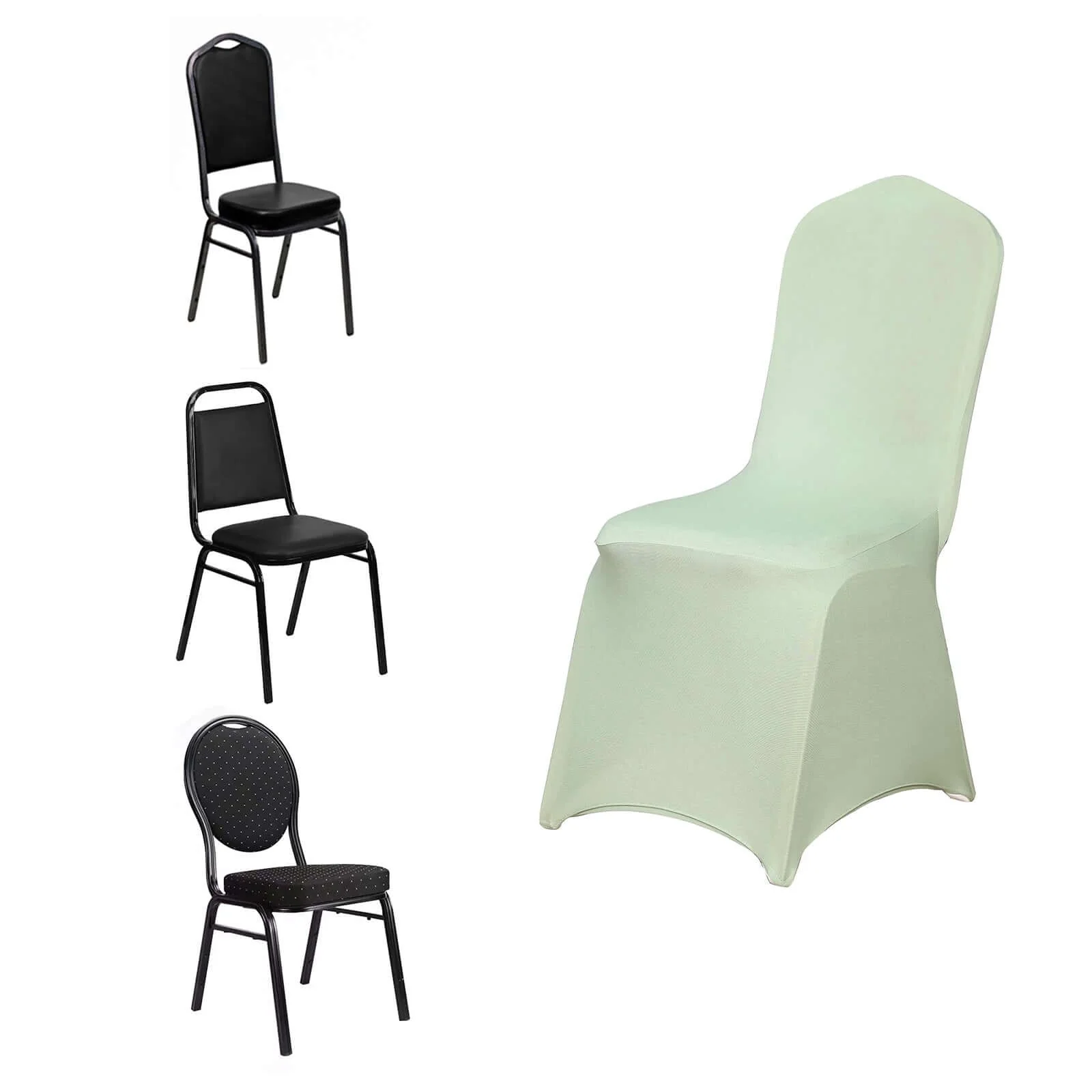 Spandex Stretch Fitted Banquet Chair Cover 160GSM Sage Green - Durable Slip-On Slipcover - Image 6