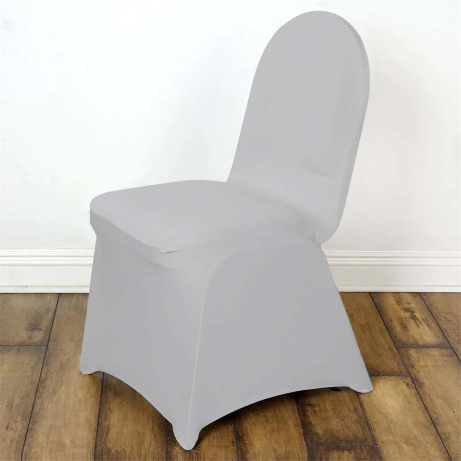 Spandex Stretch Fitted Banquet Chair Cover 160GSM Silver - Durable Slip-On Slipcover - Image 2