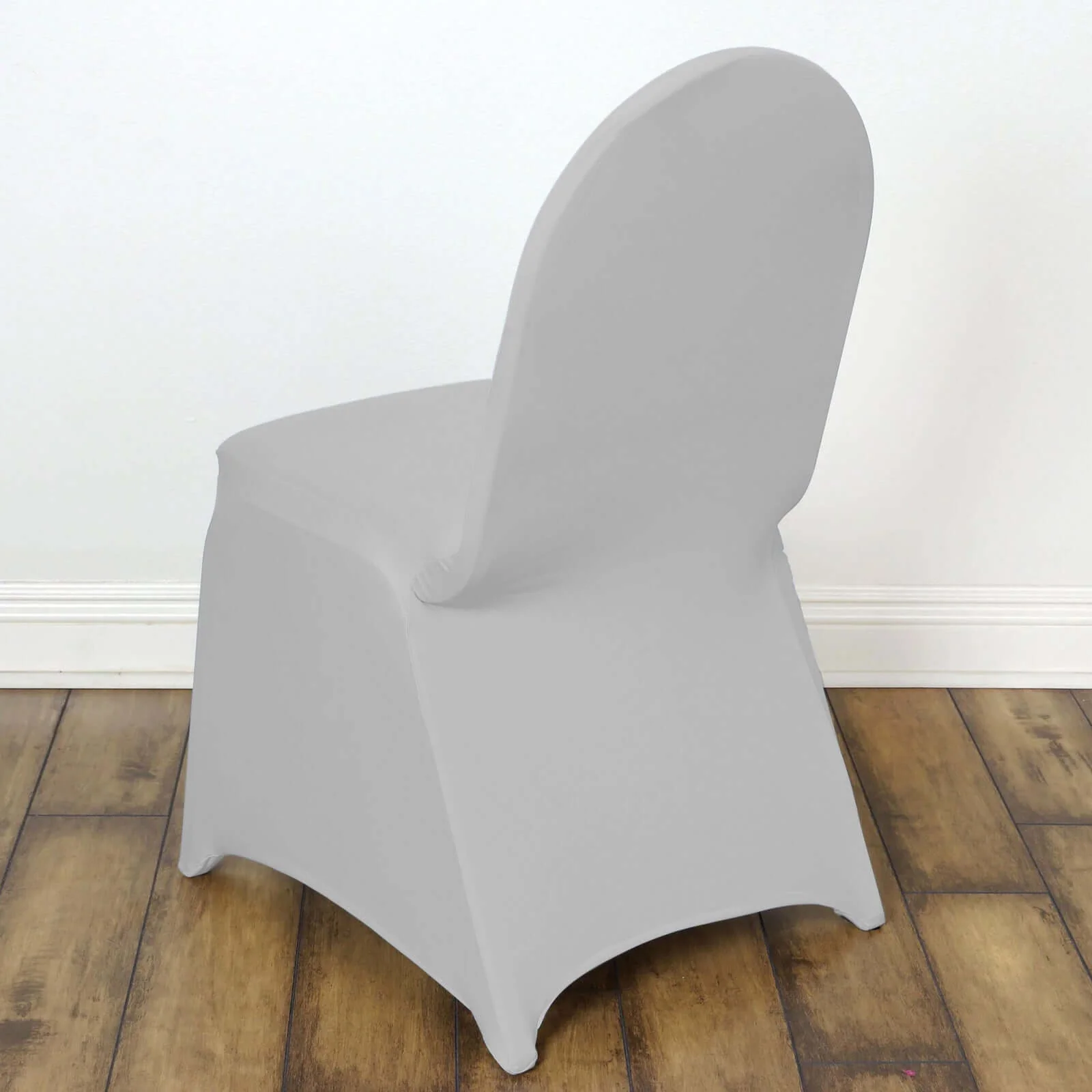 Spandex Stretch Fitted Banquet Chair Cover 160GSM Silver - Durable Slip-On Slipcover - Image 3