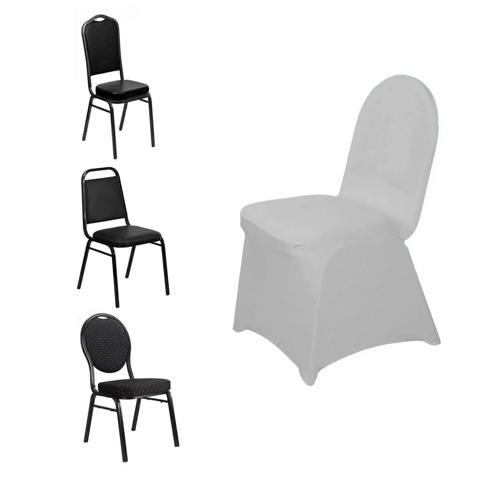 Spandex Stretch Fitted Banquet Chair Cover 160GSM Silver - Durable Slip-On Slipcover - Image 6