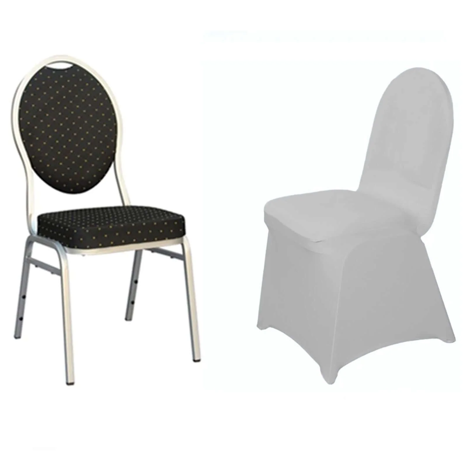 Spandex Stretch Fitted Banquet Chair Cover 160GSM Silver - Durable Slip-On Slipcover - Image 7