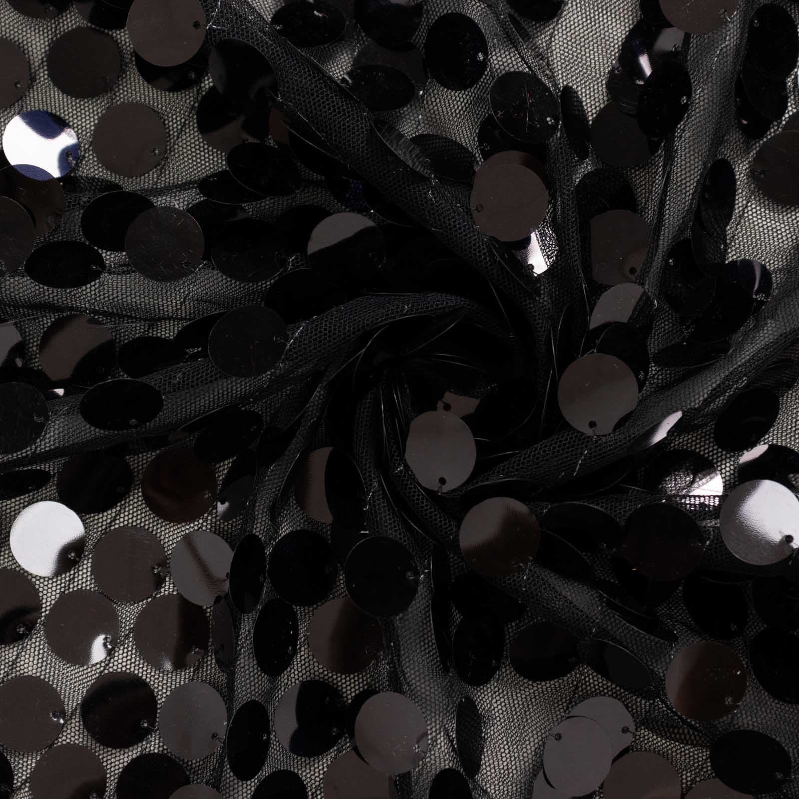 Sparkly Black Big Payette Sequin Backdrop Stand Cover for Round Wedding Arch - 7.5ft - Image 9