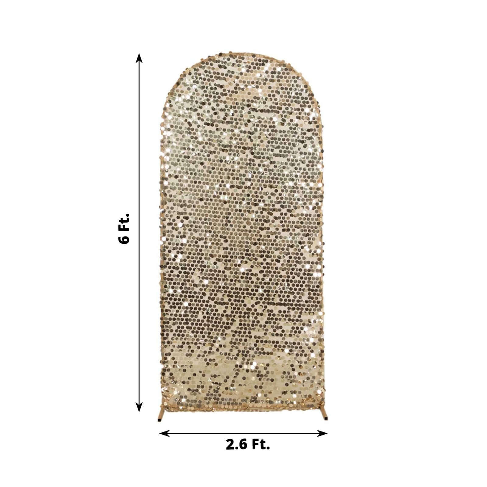 Sparkly Champagne Big Payette Sequin Fitted Chiara Backdrop Stand Cover for Round Top Wedding Arch - 6ft - Image 3