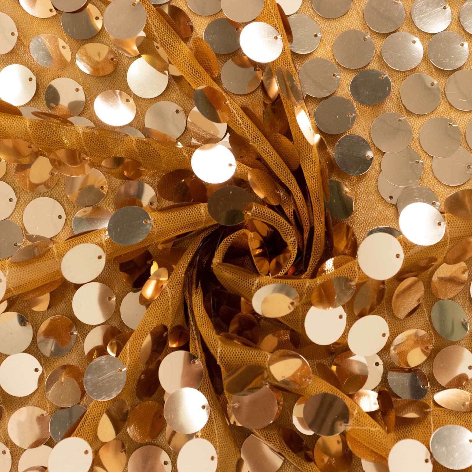 Sparkly Gold Big Payette Sequin Backdrop Stand Cover for Round Wedding Arch - 7.5ft - Image 9