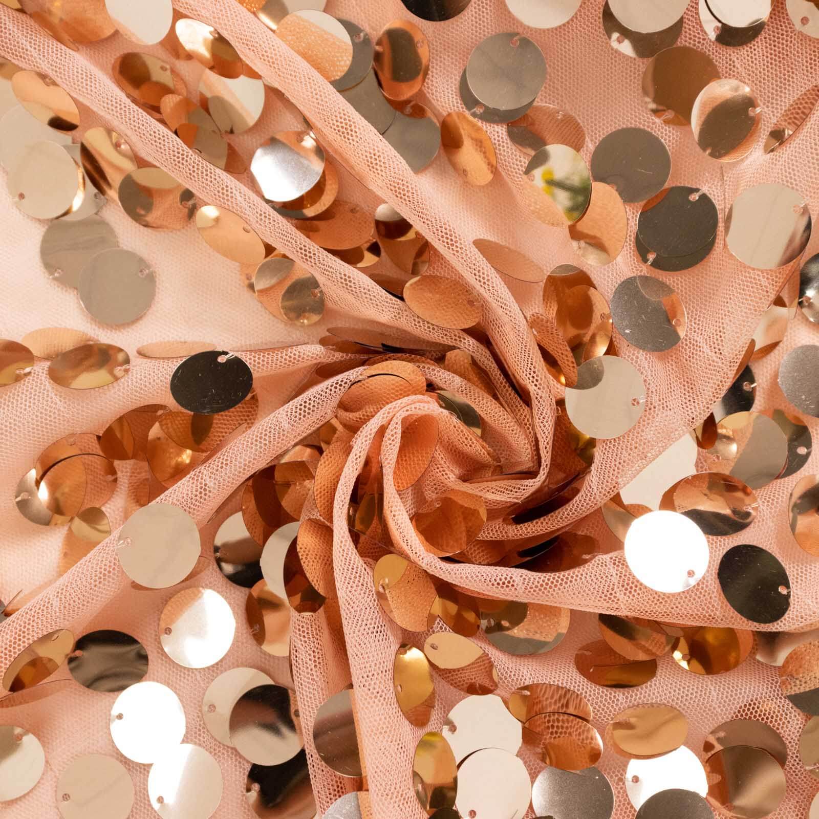 Sparkly Rose Gold Big Payette Sequin Backdrop Stand Cover for Round Wedding Arch - 7.5ft - Image 10
