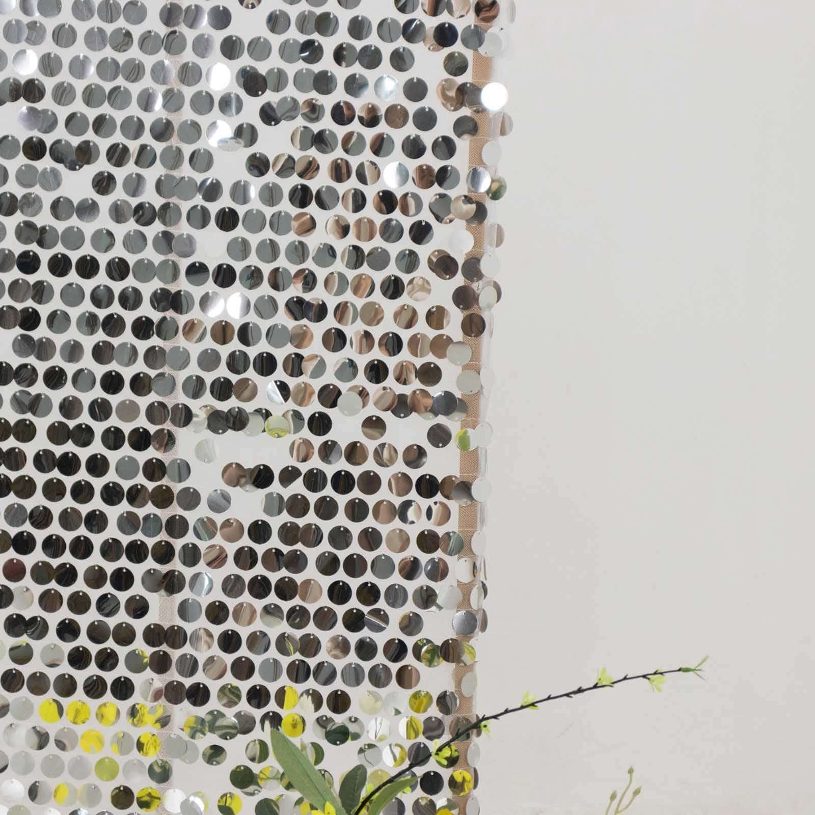 Sparkly Silver Big Payette Sequin Fitted Chiara Backdrop Stand Cover for Round Top Wedding Arch - 5ft - Image 11