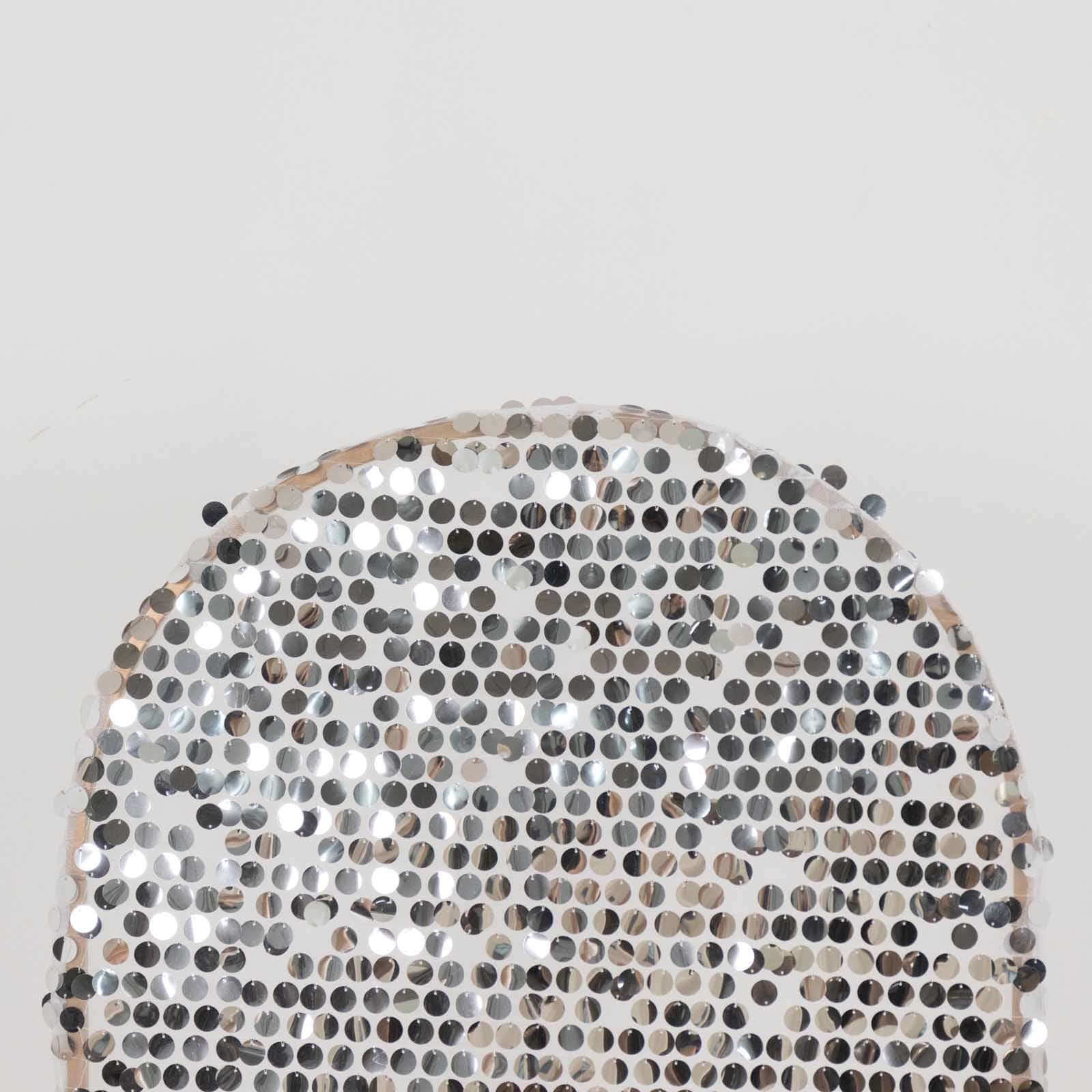 Sparkly Silver Big Payette Sequin Fitted Chiara Backdrop Stand Cover for Round Top Wedding Arch - 5ft - Image 12