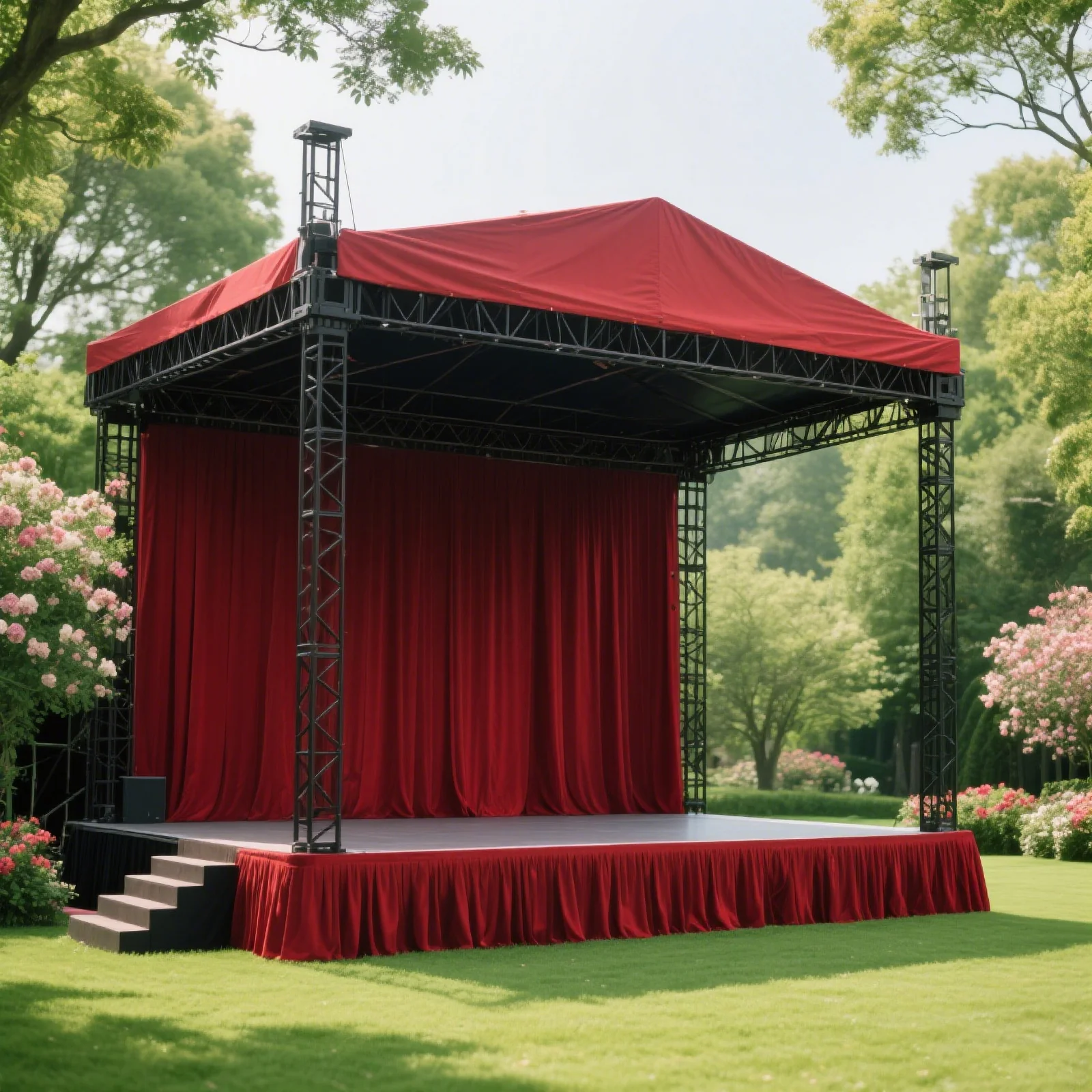 Portable Stage Skirting Polyester Shirred Pleat Stage Cover for Wedding Platform Burgundy - 16"x10ft - Image 3