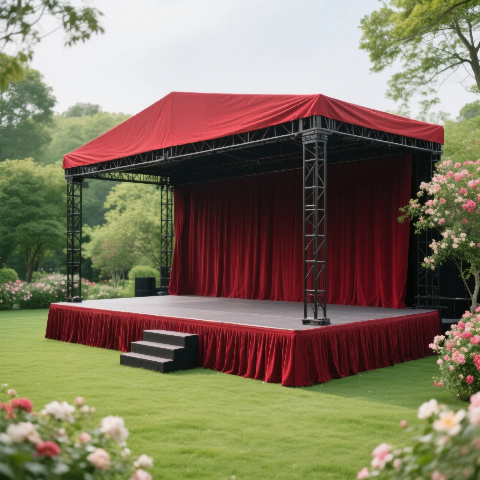 Portable Stage Skirting Polyester Shirred Pleat Stage Cover for Wedding Platform Burgundy - 24"x20ft - Image 3
