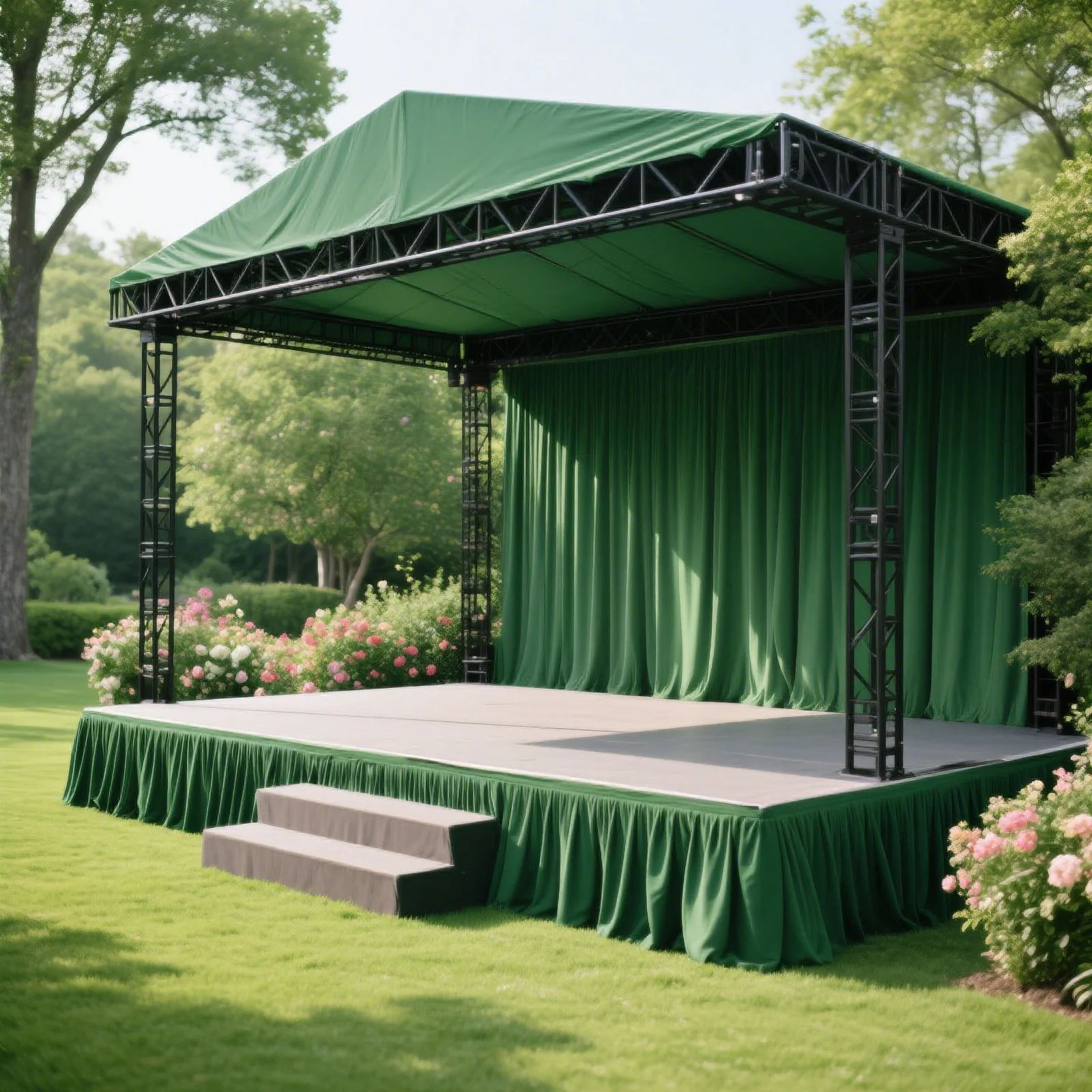 Portable Stage Skirting Polyester Shirred Pleat Stage Cover for Wedding Platform Hunter Emerald Green - 16"x10ft - Image 3