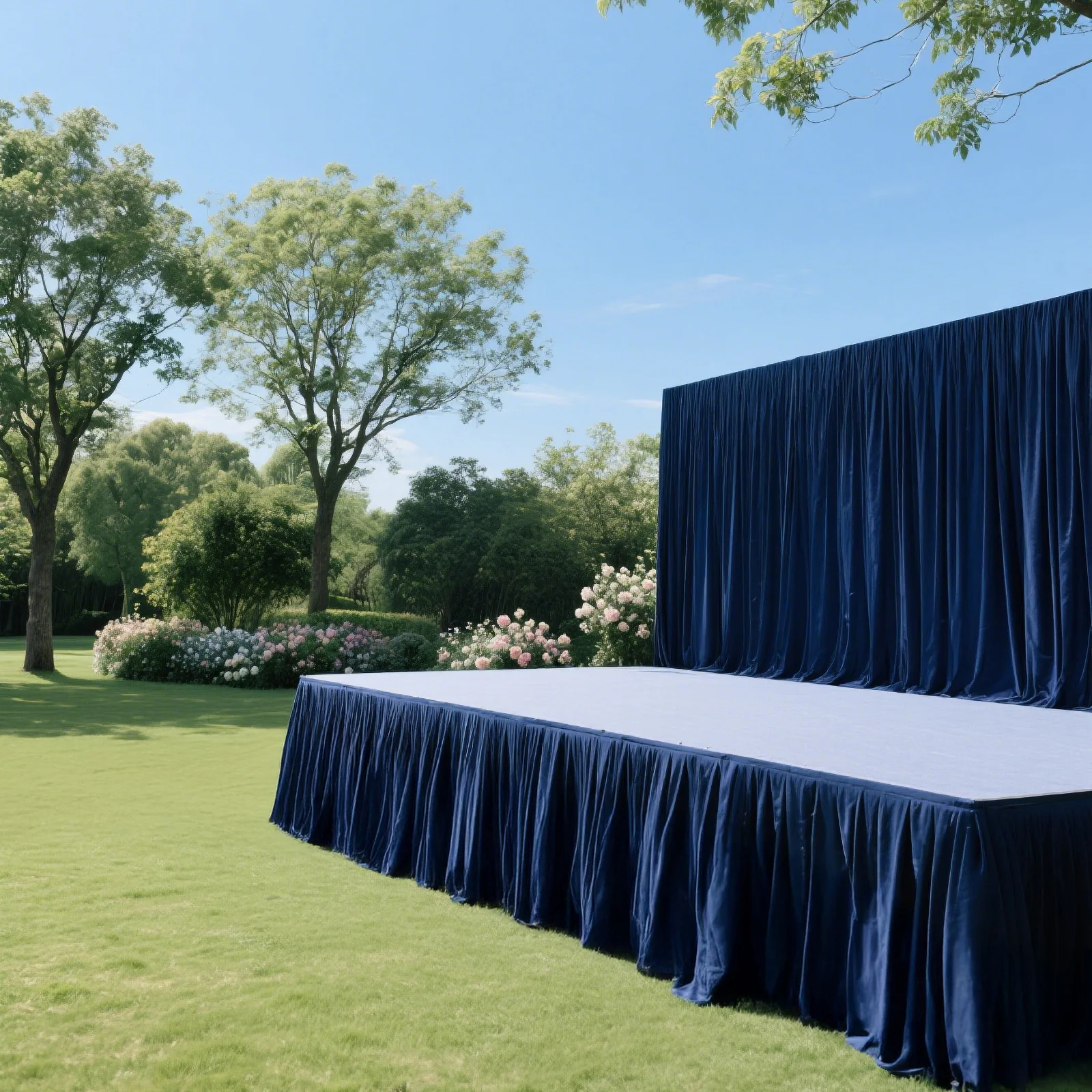 Portable Stage Skirting Polyester Shirred Pleat Stage Cover for Wedding Platform Navy Blue - 36"x20ft - Image 3