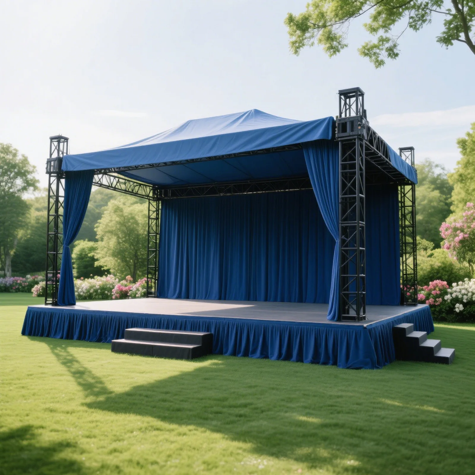Portable Stage Skirting Polyester Shirred Pleat Stage Cover for Wedding Platform Royal Blue - 16"x10ft - Image 3