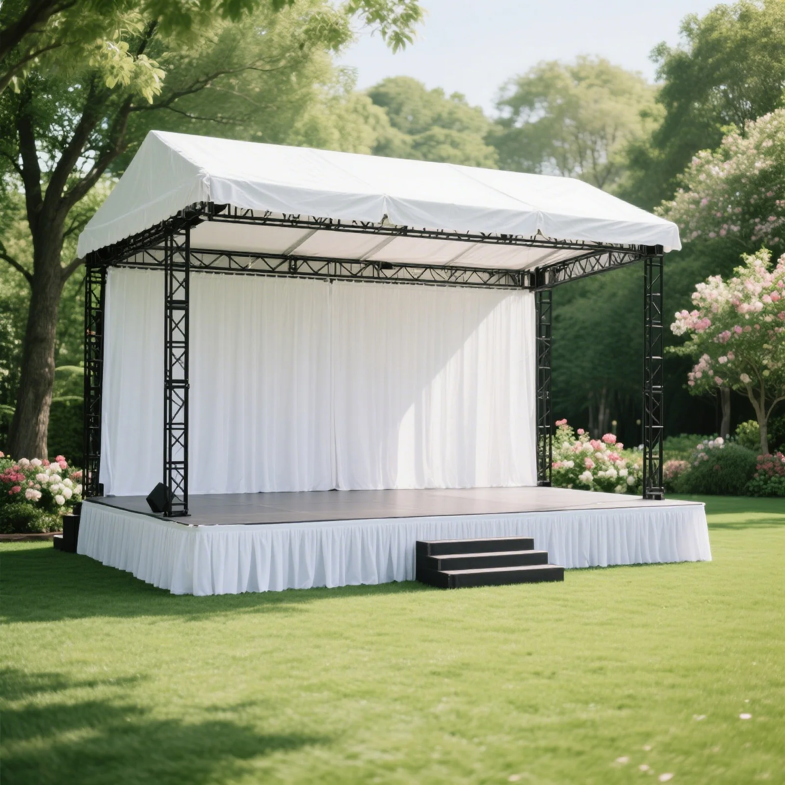 Portable Stage Skirting Polyester Shirred Pleat Stage Cover for Wedding Platform White - 16"x10ft - Image 3
