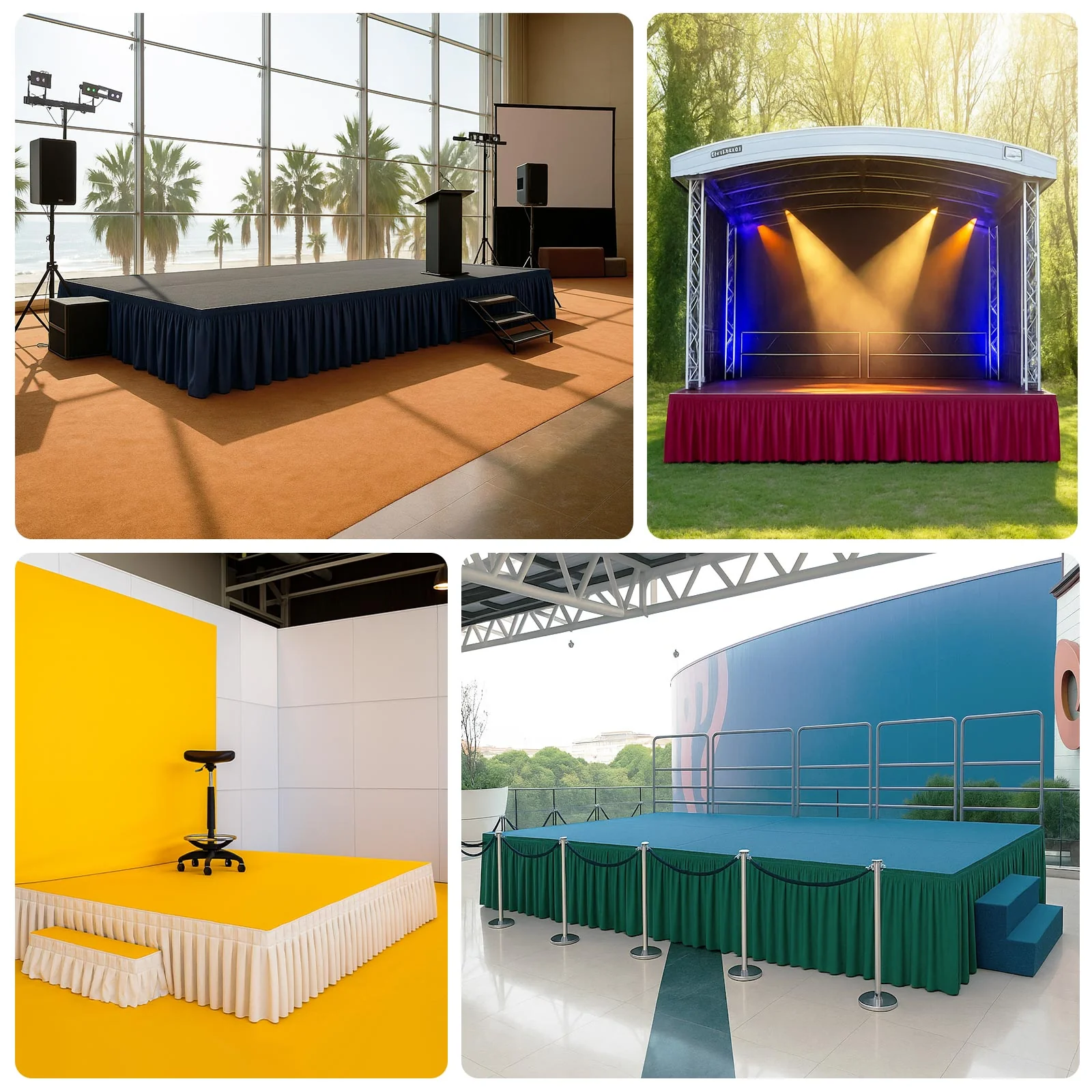 Portable Stage Skirting Polyester Shirred Pleat Stage Cover for Wedding Platform White - 24"x20ft - Image 5