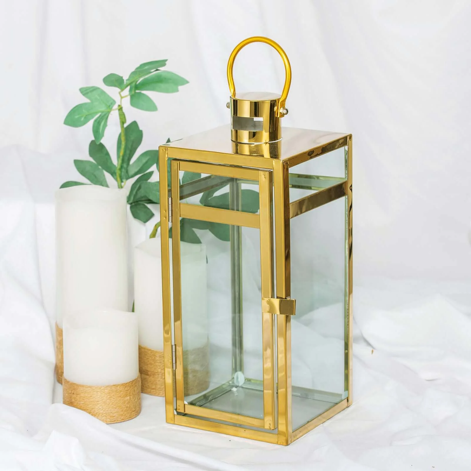 Stainless Steel Candle Lantern 12" Vintage Top Design Gold - Outdoor Metal Patio Lantern Centerpiece - Image 16