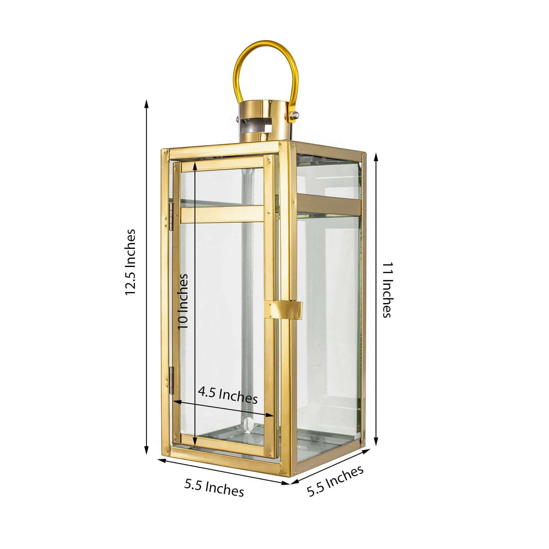 Stainless Steel Candle Lantern 12" Vintage Top Design Gold - Outdoor Metal Patio Lantern Centerpiece - Image 3