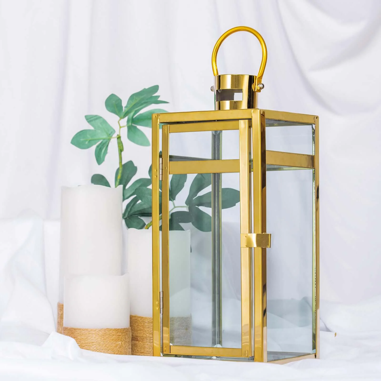 Stainless Steel Candle Lantern 12" Vintage Top Design Gold - Outdoor Metal Patio Lantern Centerpiece - Image 8