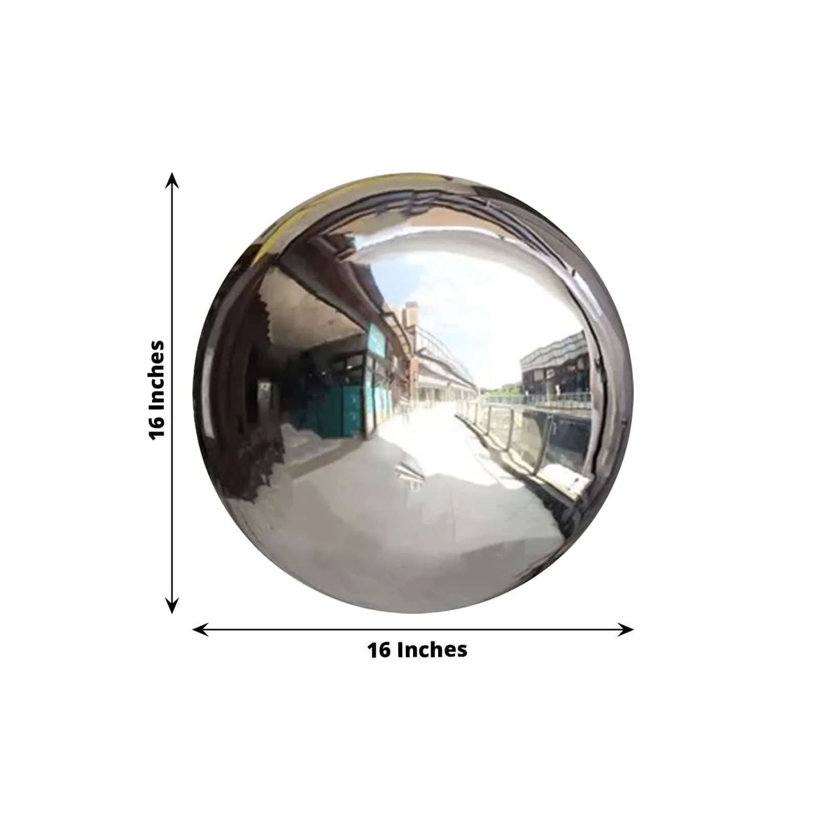 Stainless Steel Gazing Globe Mirror Ball 16" Reflective Shiny Hollow Sphere Silver - Outdoor Garden Decoration - Image 3
