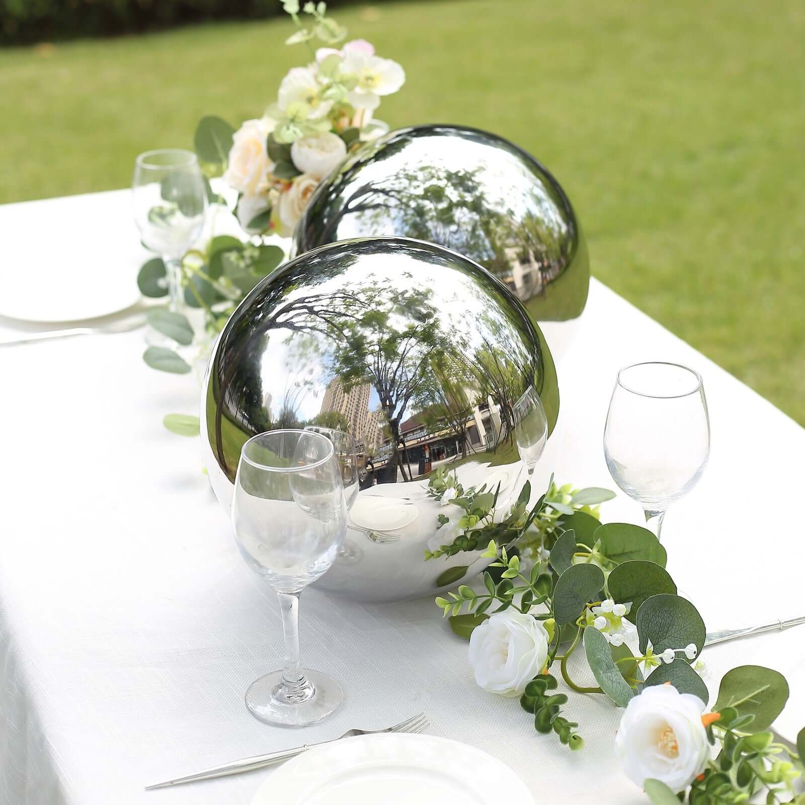 Stainless Steel Gazing Globe Mirror Ball 16" Reflective Shiny Hollow Sphere Silver - Outdoor Garden Decoration - Image 6