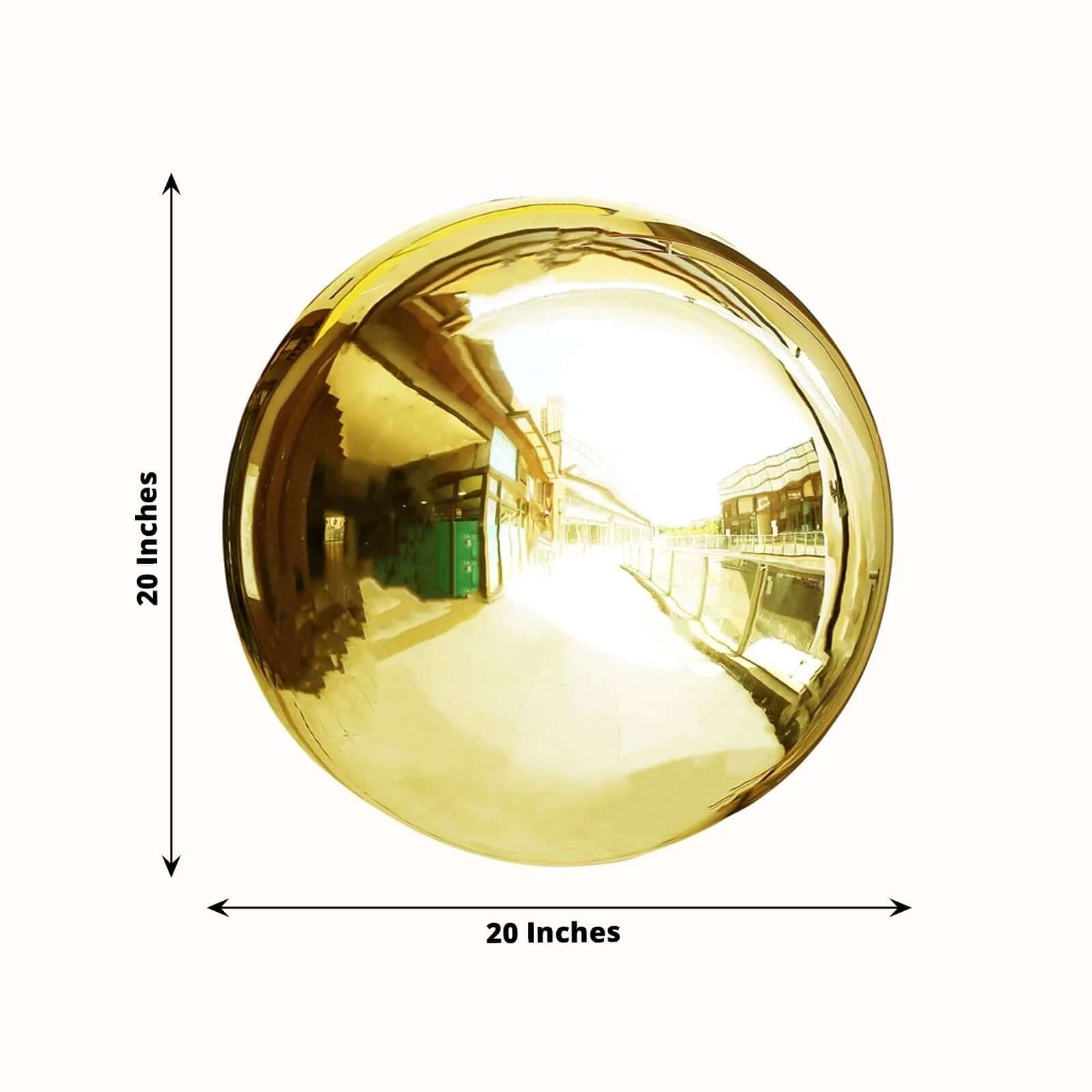 Stainless Steel Gazing Globe Mirror Ball 20" Reflective Shiny Hollow Sphere Gold - Outdoor Garden Décor - Image 3