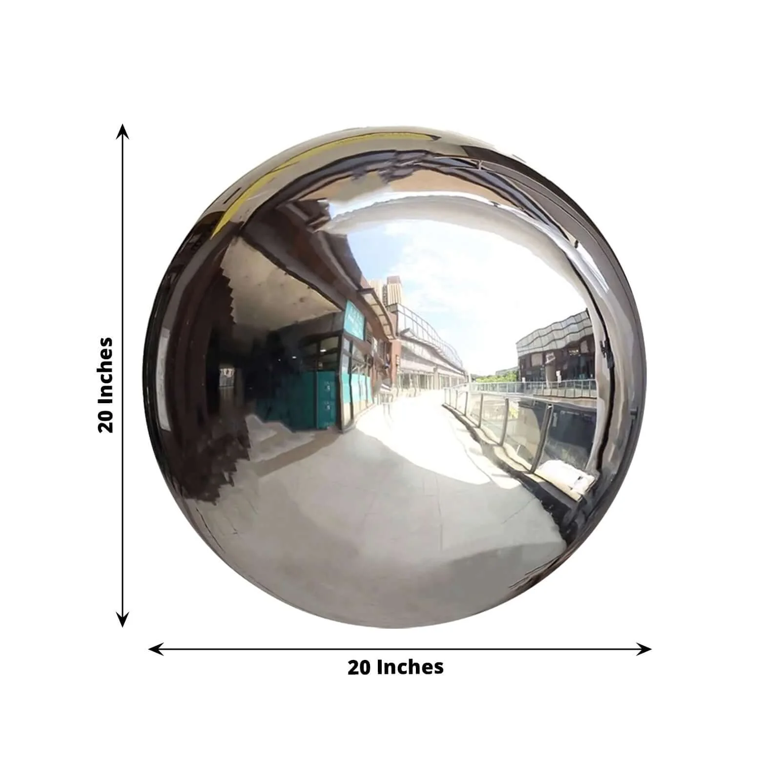 Stainless Steel Gazing Globe Mirror Ball 20" Reflective Shiny Hollow Sphere Silver - Outdoor Garden Décor - Image 3