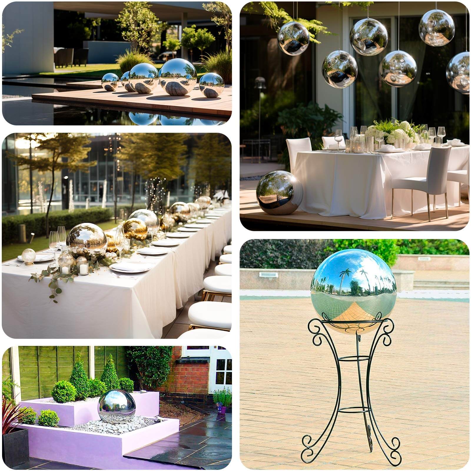 Stainless Steel Gazing Globe Mirror Ball 20" Reflective Shiny Hollow Sphere Silver - Outdoor Garden Décor - Image 5