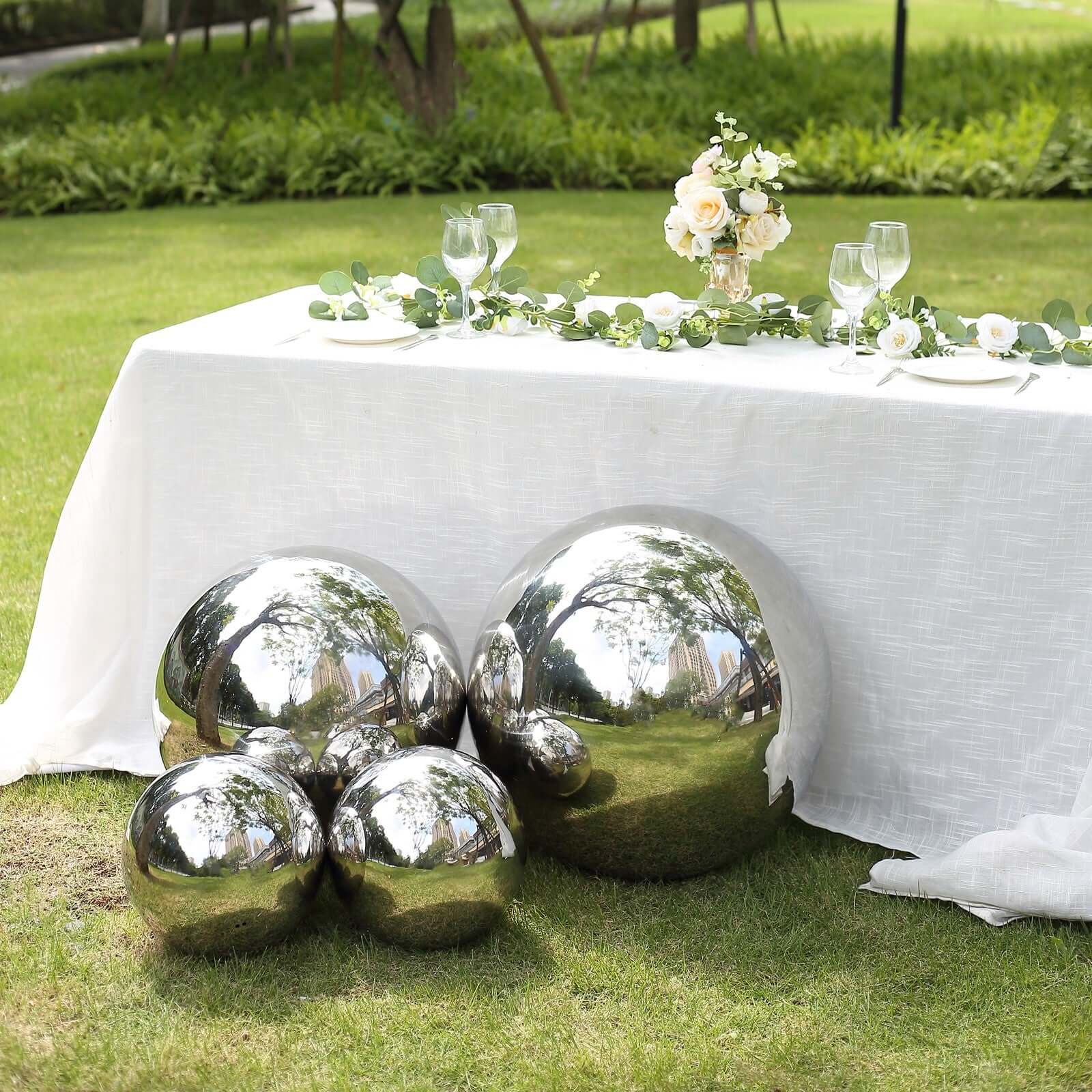 Stainless Steel Gazing Globe Mirror Ball 20" Reflective Shiny Hollow Sphere Silver - Outdoor Garden Décor - Image 8