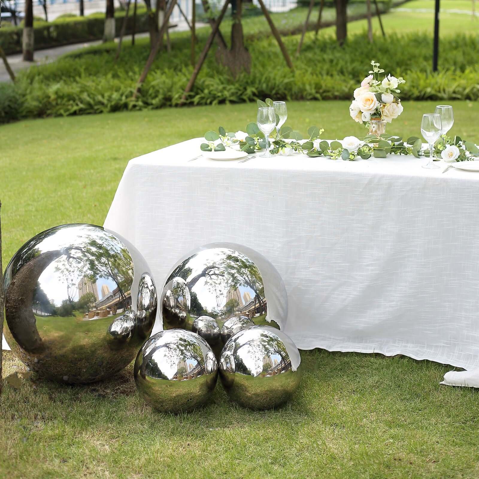 Stainless Steel Gazing Globe Mirror Ball 20" Reflective Shiny Hollow Sphere Silver - Outdoor Garden Décor - Image 9