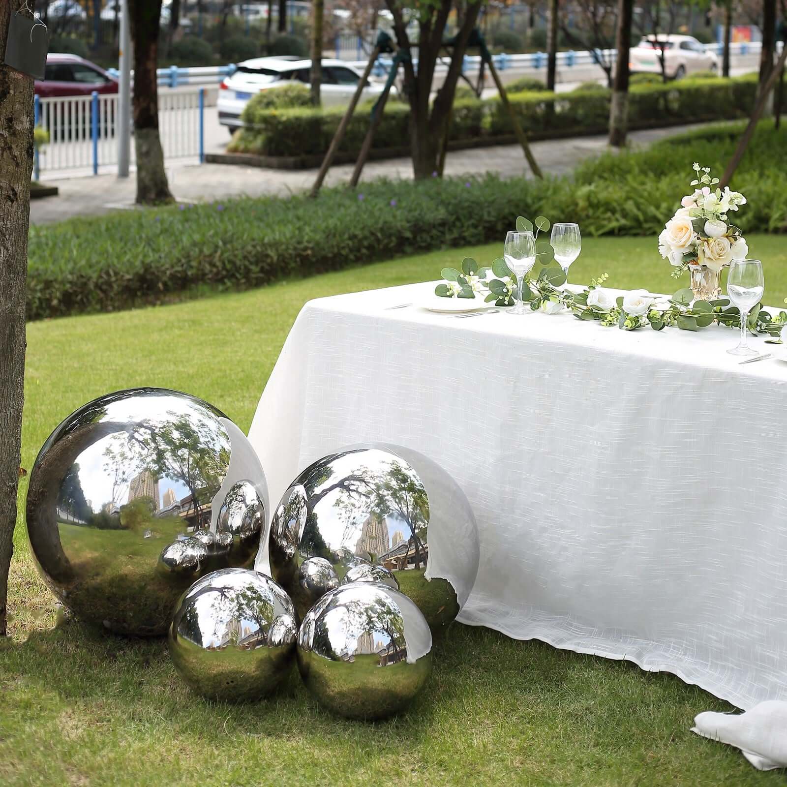 Stainless Steel Gazing Globe Mirror Ball 22" Reflective Shiny Hollow Sphere Silver - Outdoor Garden Decoration