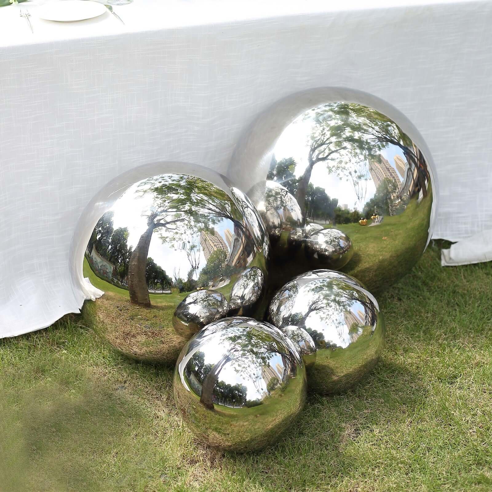 Stainless Steel Gazing Globe Mirror Ball 22" Reflective Shiny Hollow Sphere Silver - Outdoor Garden Decoration - Image 8